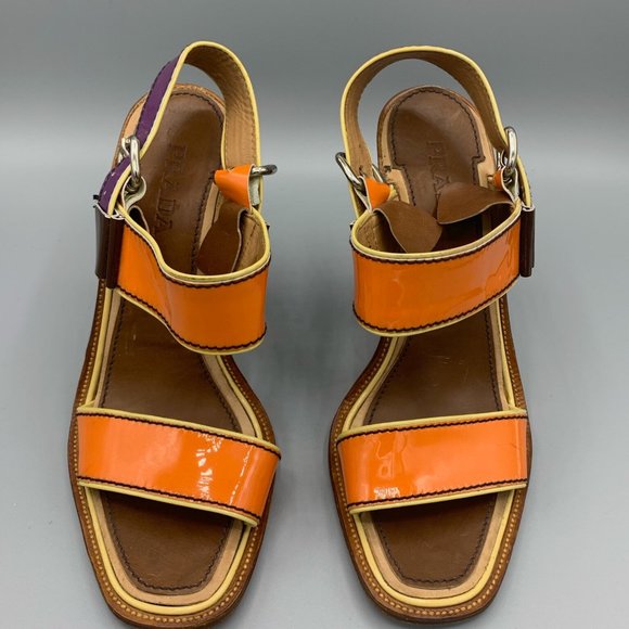 Prada Orange and Purple Sandals in Patent Leather (38,5)  - FL-SH-022 - Picture 6 of 11